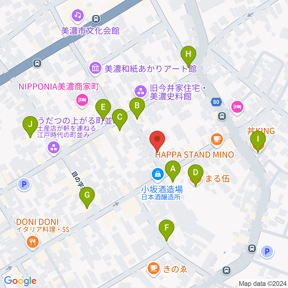 WOODYBLUES周辺のファミレス・ファーストフード一覧地図