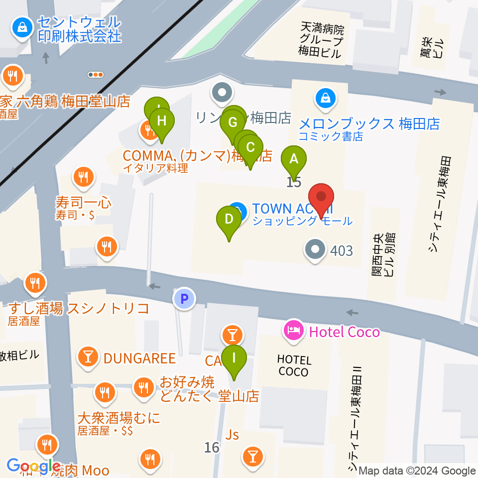 ディスクユニオン大阪店周辺のファミレス・ファーストフード一覧地図