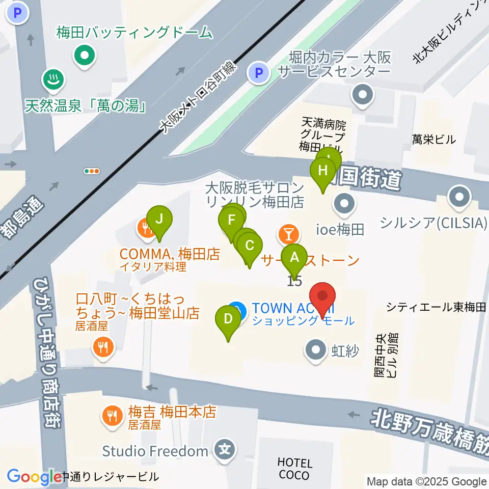 ディスクユニオン大阪店周辺のファミレス・ファーストフード一覧地図