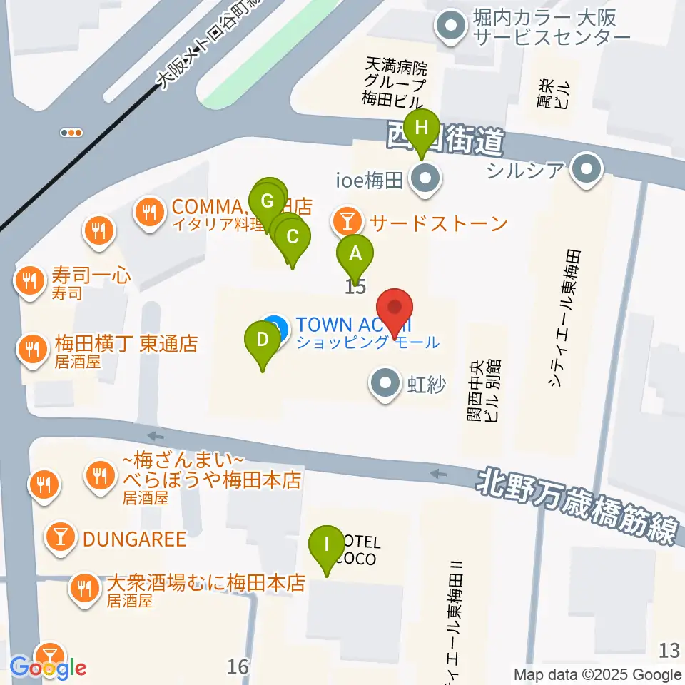 ディスクユニオン大阪店周辺のファミレス・ファーストフード一覧地図