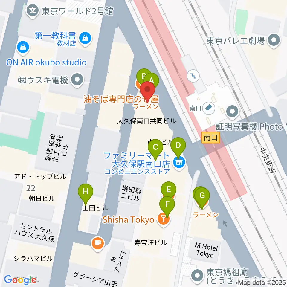 大久保ひかりのうま周辺のファミレス・ファーストフード一覧地図