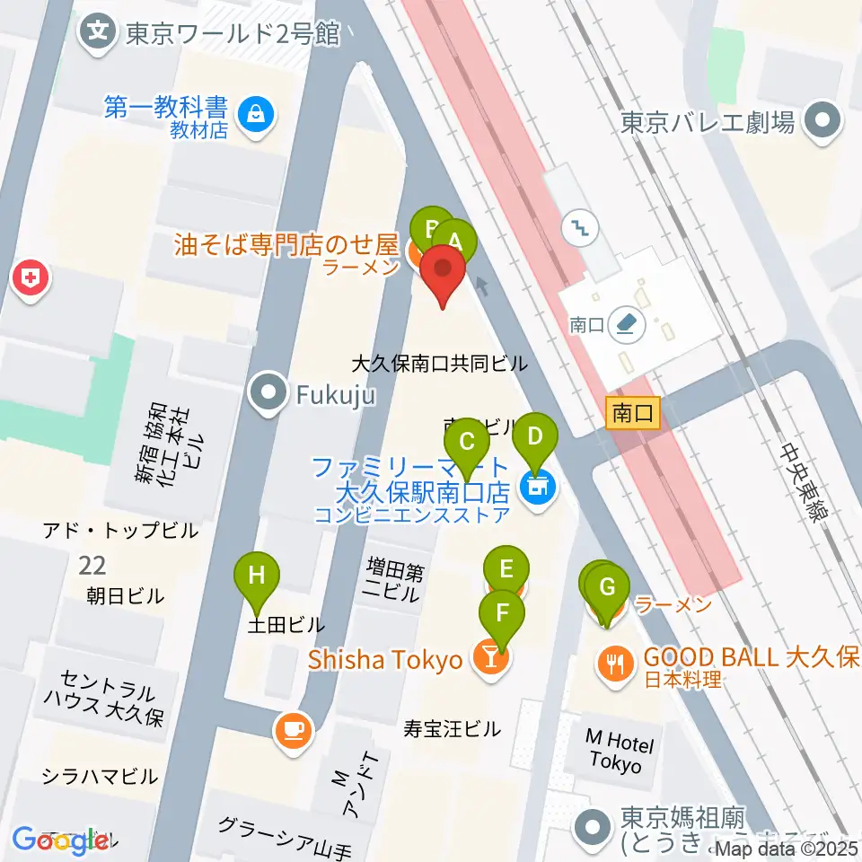 大久保ひかりのうま周辺のファミレス・ファーストフード一覧地図