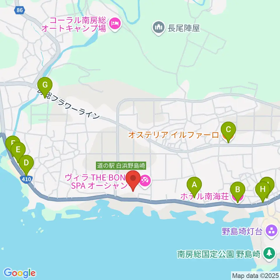 白浜フローラルホール周辺のファミレス・ファーストフード一覧地図