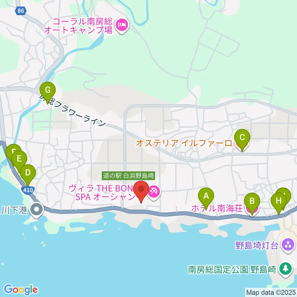 白浜フローラルホール周辺のファミレス・ファーストフード一覧地図