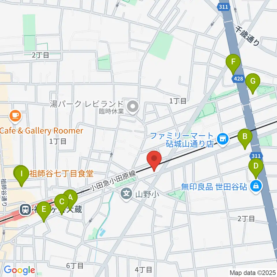 サウンド・シティ世田谷周辺のファミレス・ファーストフード一覧地図