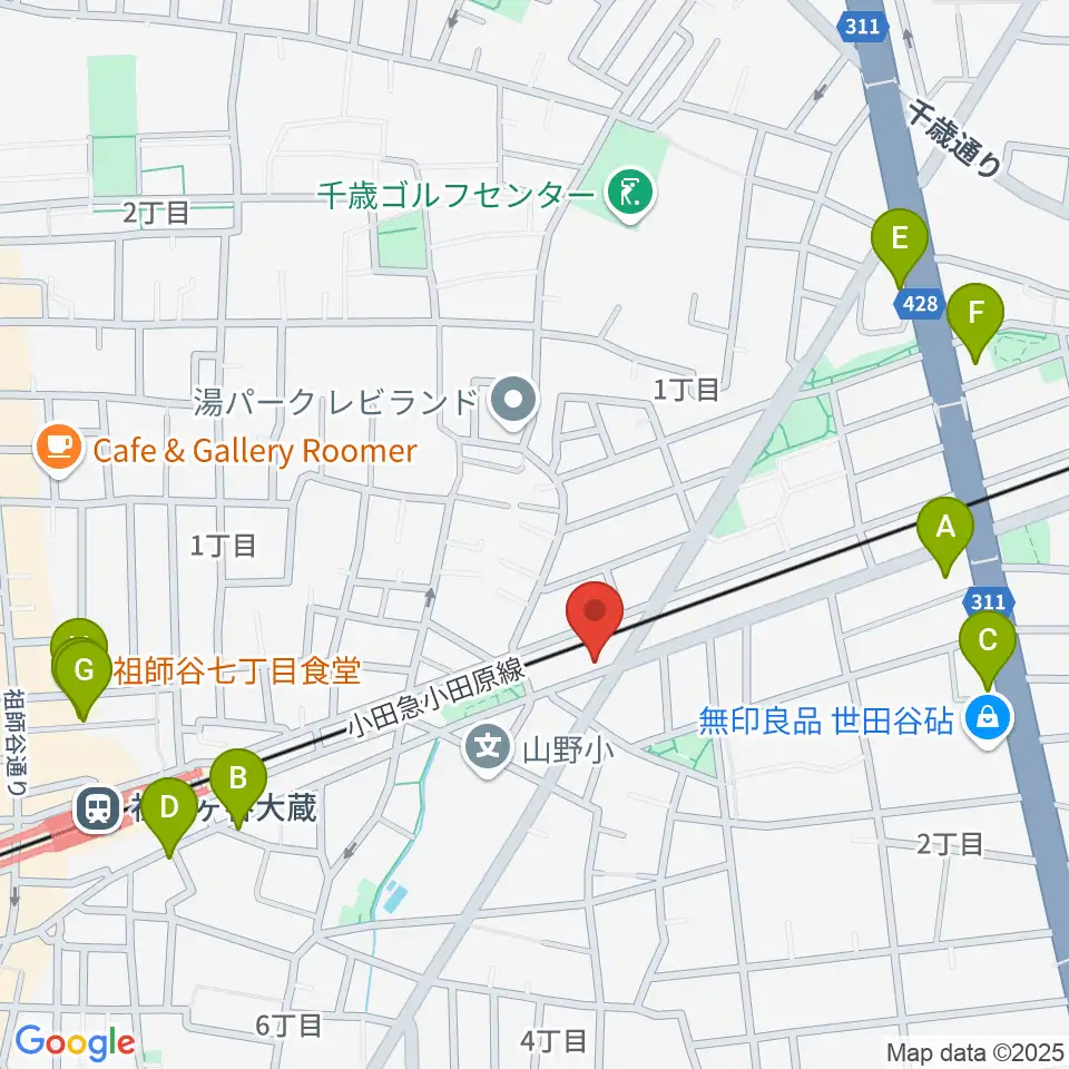 サウンド・シティ世田谷周辺のファミレス・ファーストフード一覧地図