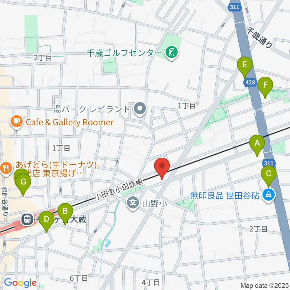 サウンド・シティ世田谷周辺のファミレス・ファーストフード一覧地図