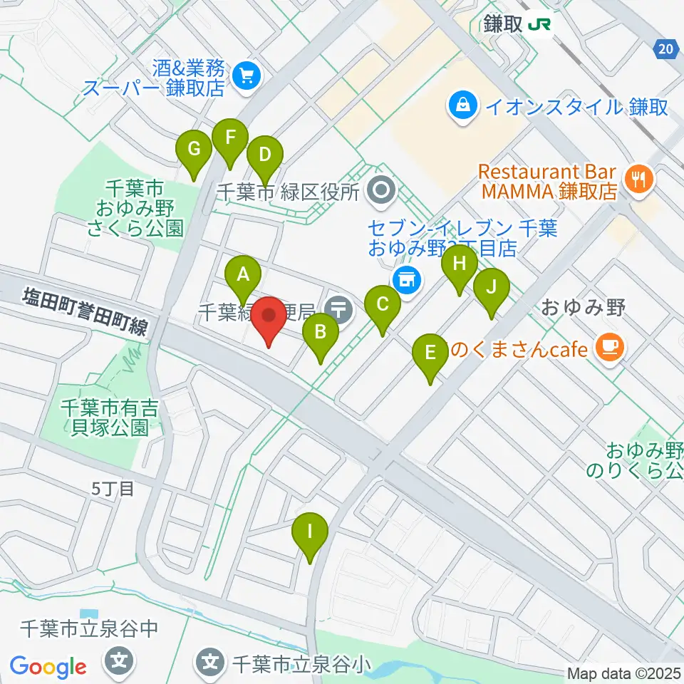 Azul ギター教室周辺のファミレス・ファーストフード一覧地図