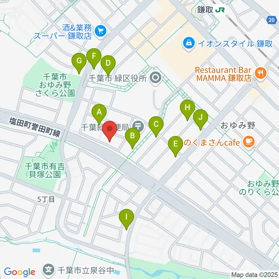 Azul ギター教室周辺のファミレス・ファーストフード一覧地図