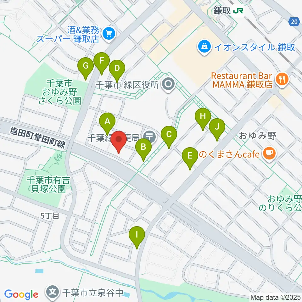 Azul ギター教室周辺のファミレス・ファーストフード一覧地図