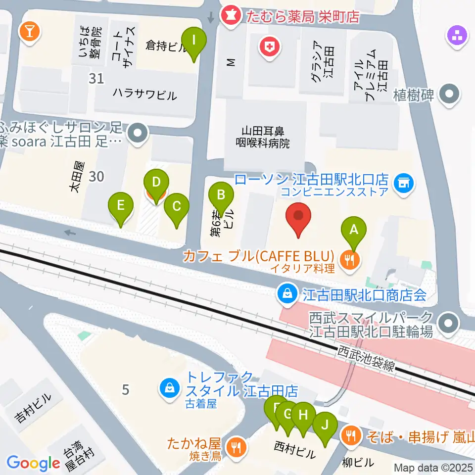 村川ヴァイオリン工房周辺のファミレス・ファーストフード一覧地図