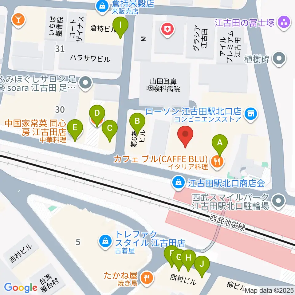 村川ヴァイオリン工房周辺のファミレス・ファーストフード一覧地図