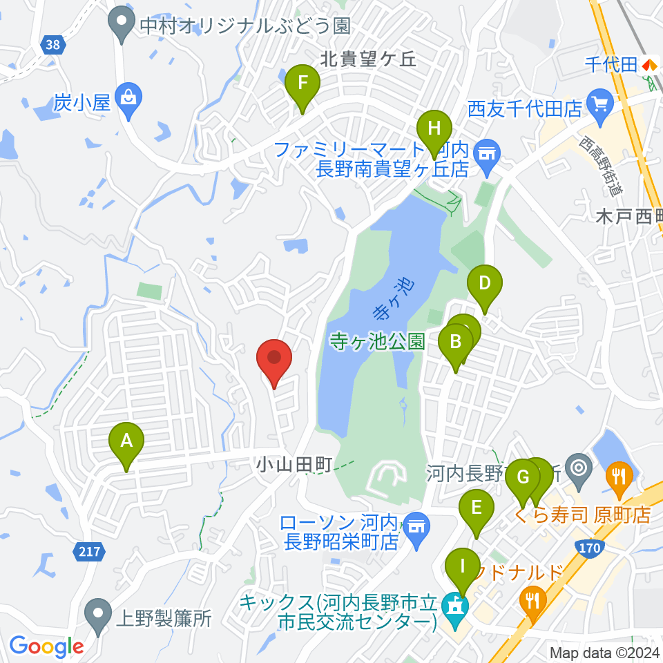 田中ピアノサービス周辺のファミレス・ファーストフード一覧地図