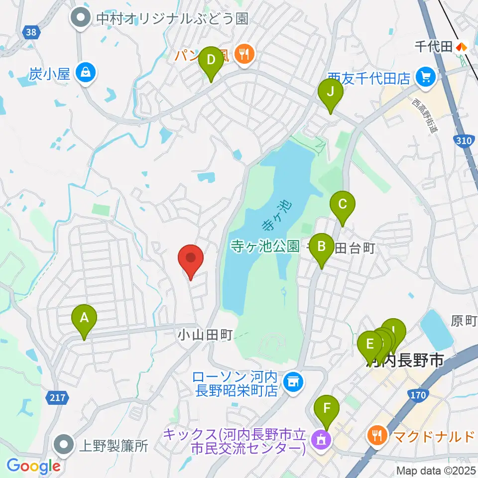 田中ピアノサービス周辺のファミレス・ファーストフード一覧地図