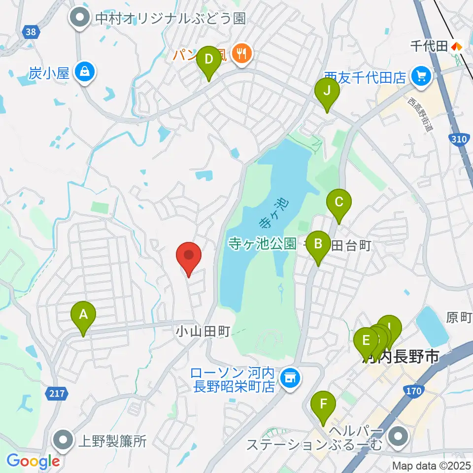 田中ピアノサービス周辺のファミレス・ファーストフード一覧地図