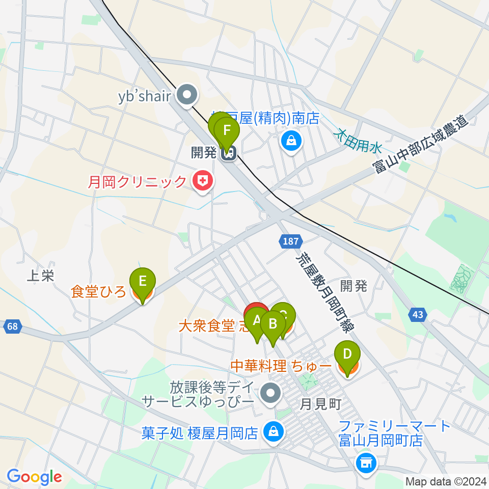 アルパカ音楽教室周辺のファミレス・ファーストフード一覧地図