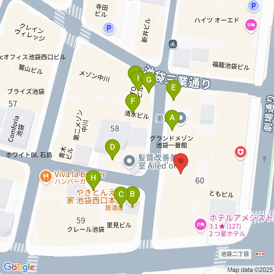 池袋P's Bar周辺のファミレス・ファーストフード一覧地図
