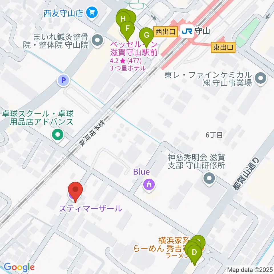 京滋ピアノ調律 / スティマー・ザール周辺のファミレス・ファーストフード一覧地図