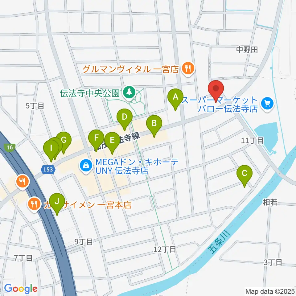 一宮Denpo-G Studio周辺のファミレス・ファーストフード一覧地図