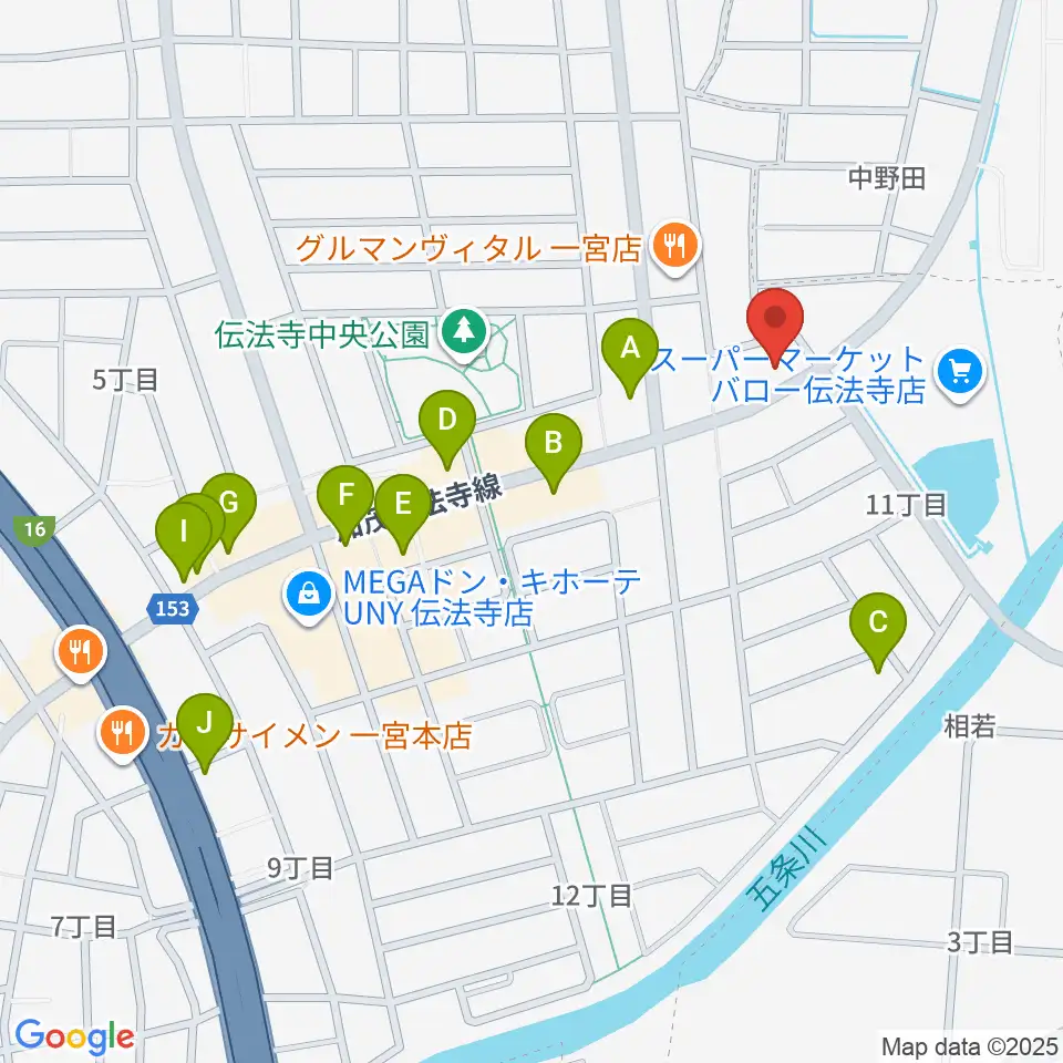 一宮Denpo-G Studio周辺のファミレス・ファーストフード一覧地図