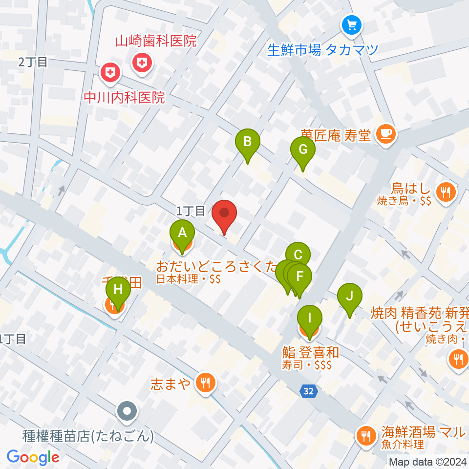 新発田ジャズ喫茶BIRD周辺のファミレス・ファーストフード一覧地図