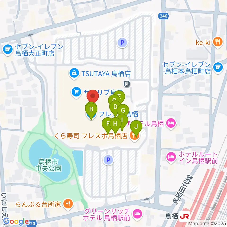 小川楽器 鳥栖店周辺のファミレス・ファーストフード一覧地図