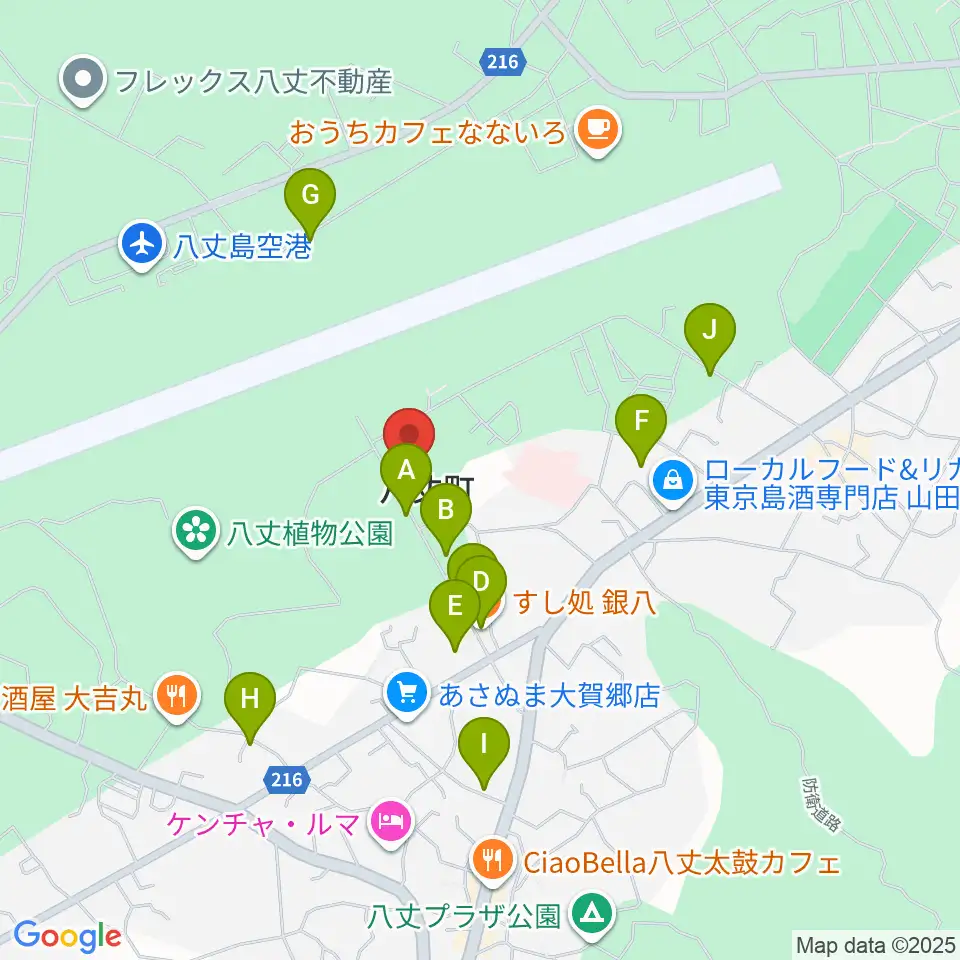 八丈町多目的ホールおじゃれ周辺のファミレス・ファーストフード一覧地図