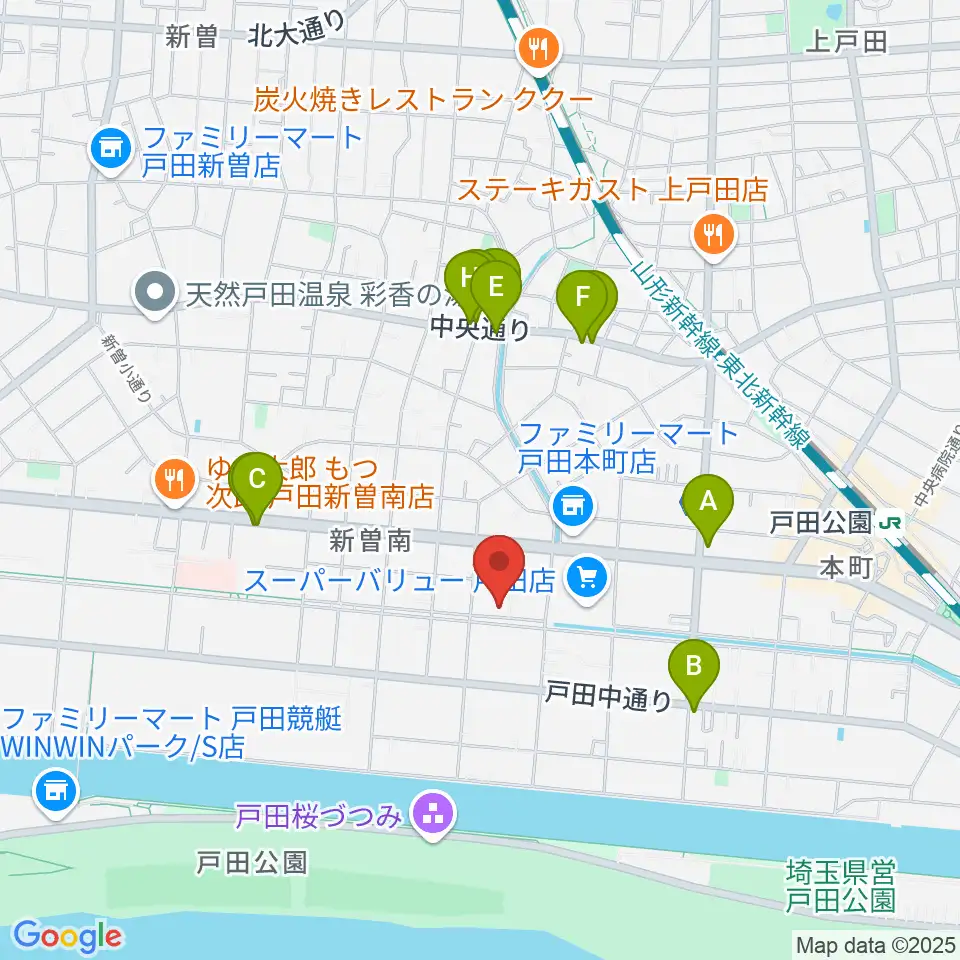 さくらパル 新曽南多世代交流館周辺のファミレス・ファーストフード一覧地図
