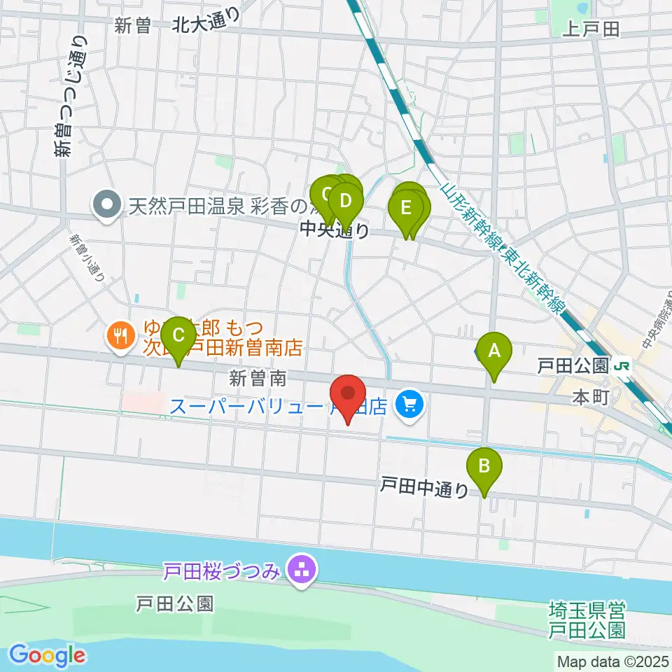 さくらパル 新曽南多世代交流館周辺のファミレス・ファーストフード一覧地図