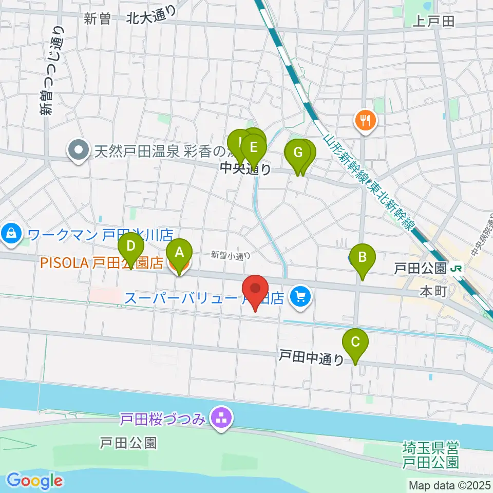 さくらパル 新曽南多世代交流館周辺のファミレス・ファーストフード一覧地図