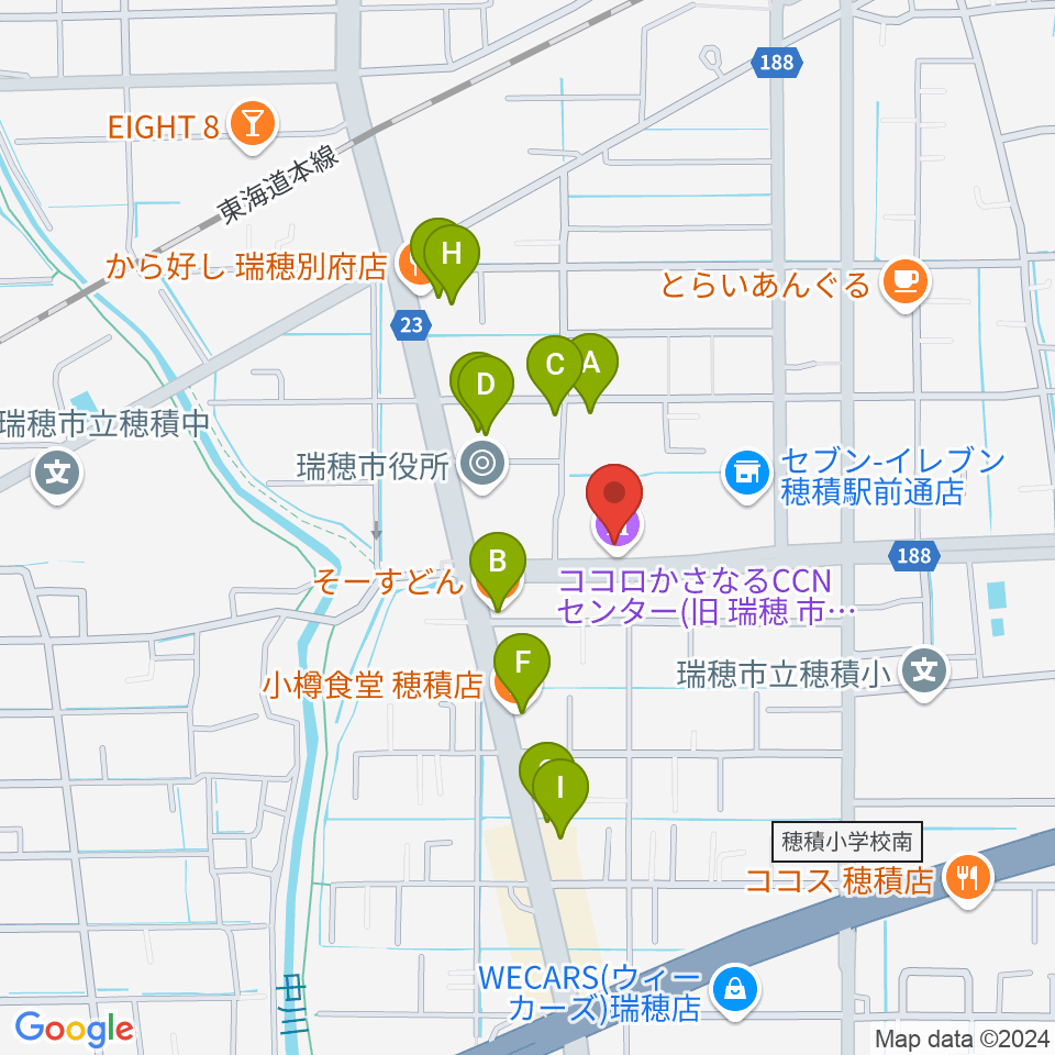 ココロかさなるCNNセンター周辺のファミレス・ファーストフード一覧地図