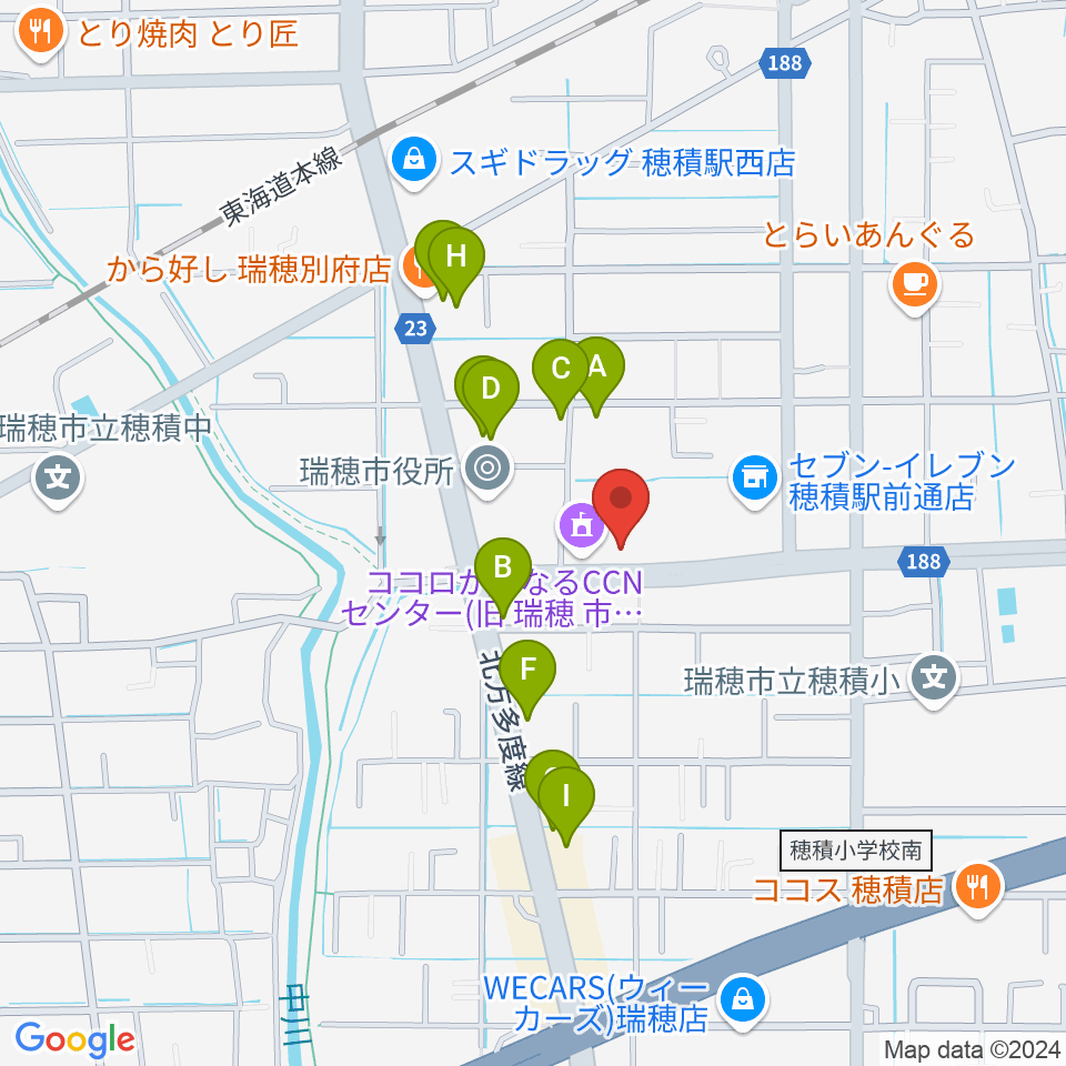 ココロかさなるCNNセンター周辺のファミレス・ファーストフード一覧地図