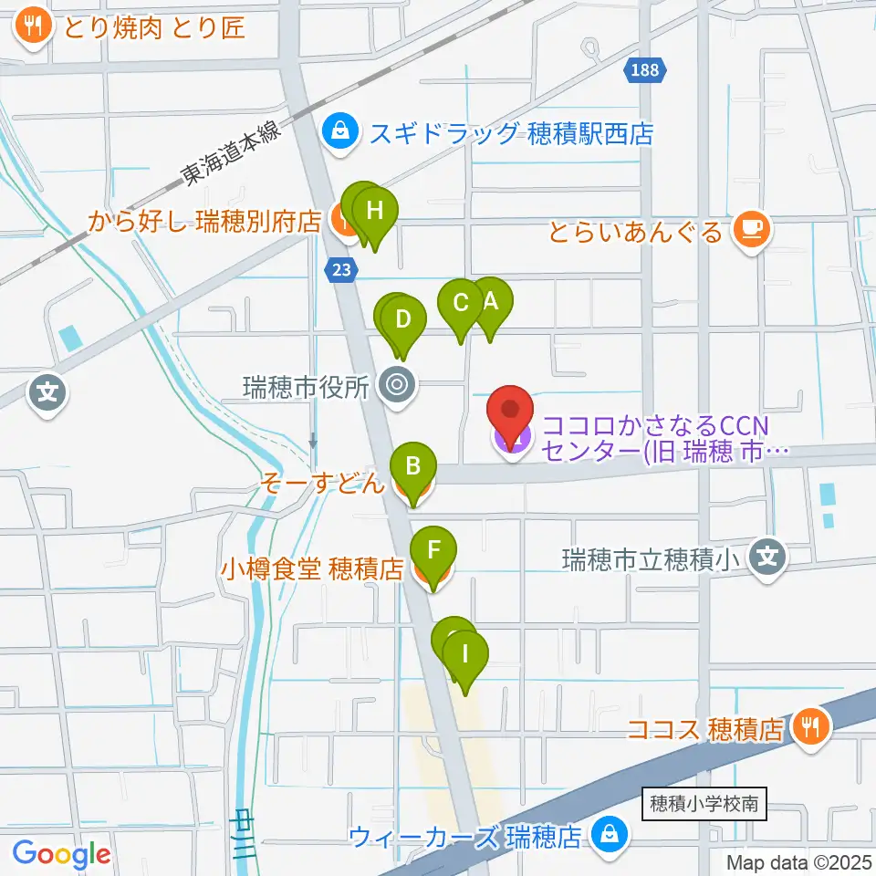 ココロかさなるCNNセンター周辺のファミレス・ファーストフード一覧地図