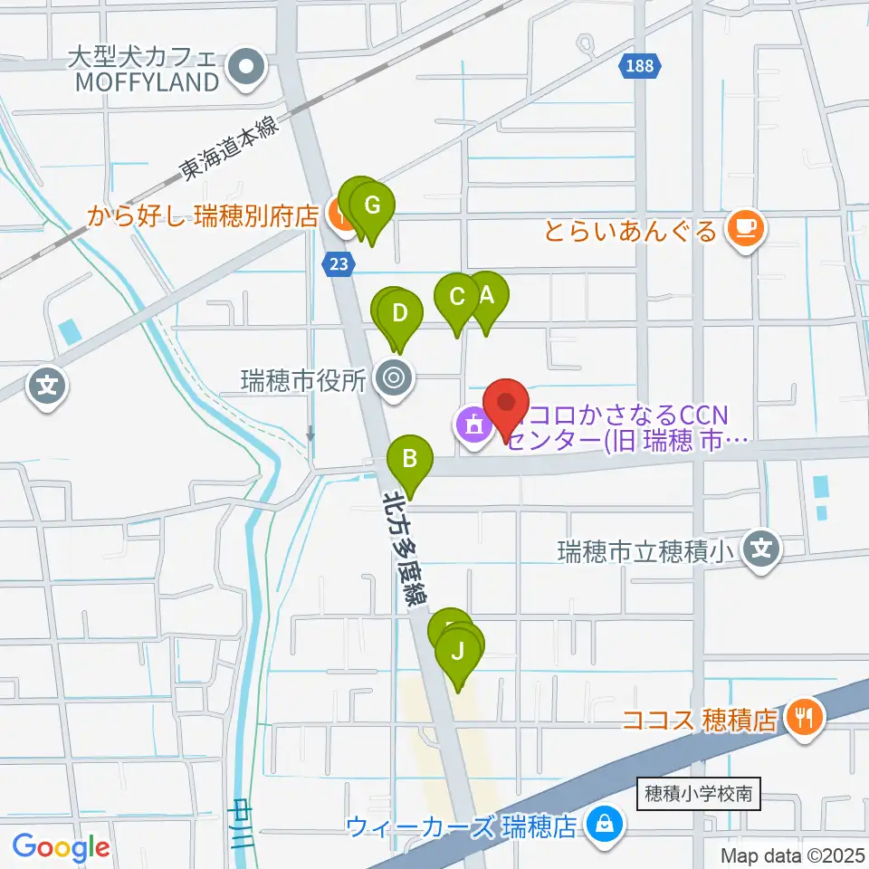 ココロかさなるCNNセンター周辺のファミレス・ファーストフード一覧地図