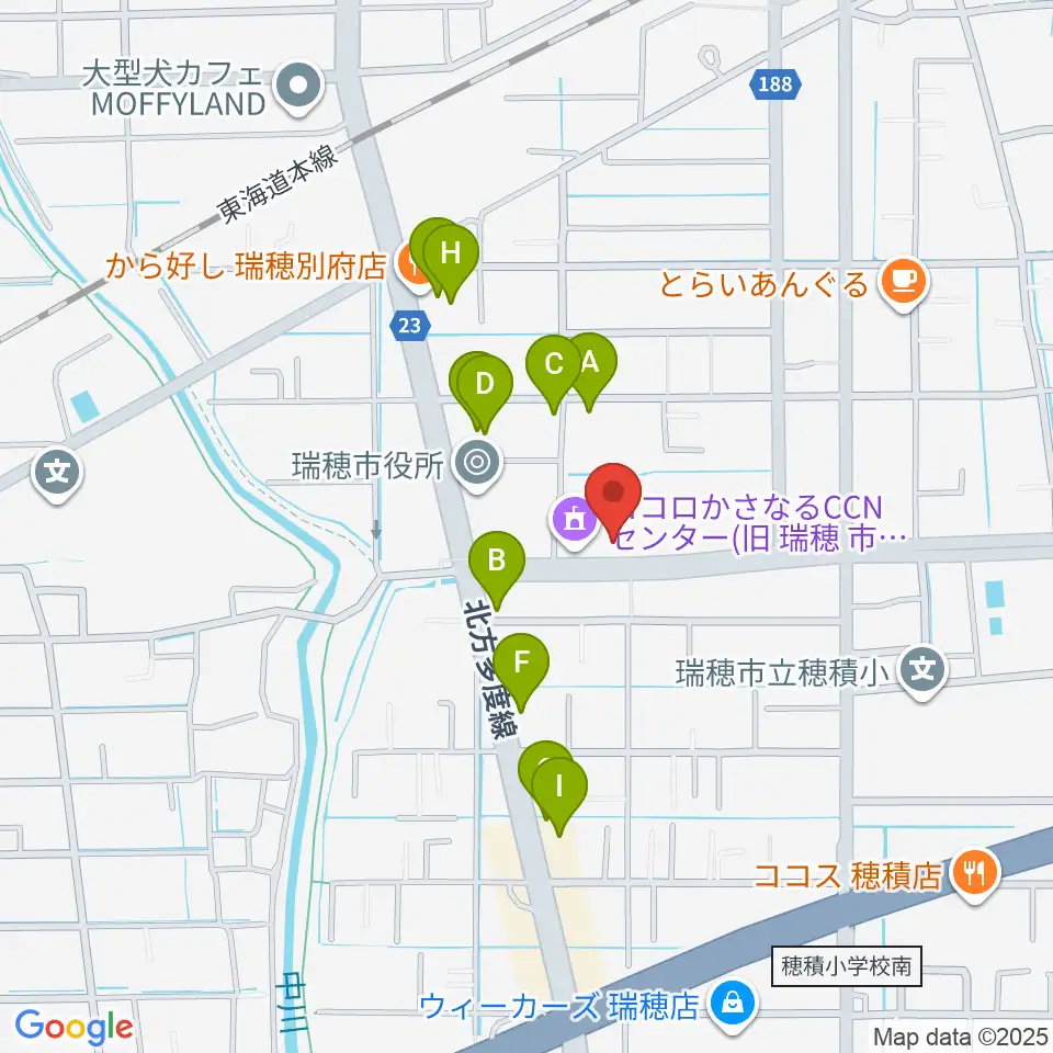 ココロかさなるCNNセンター周辺のファミレス・ファーストフード一覧地図