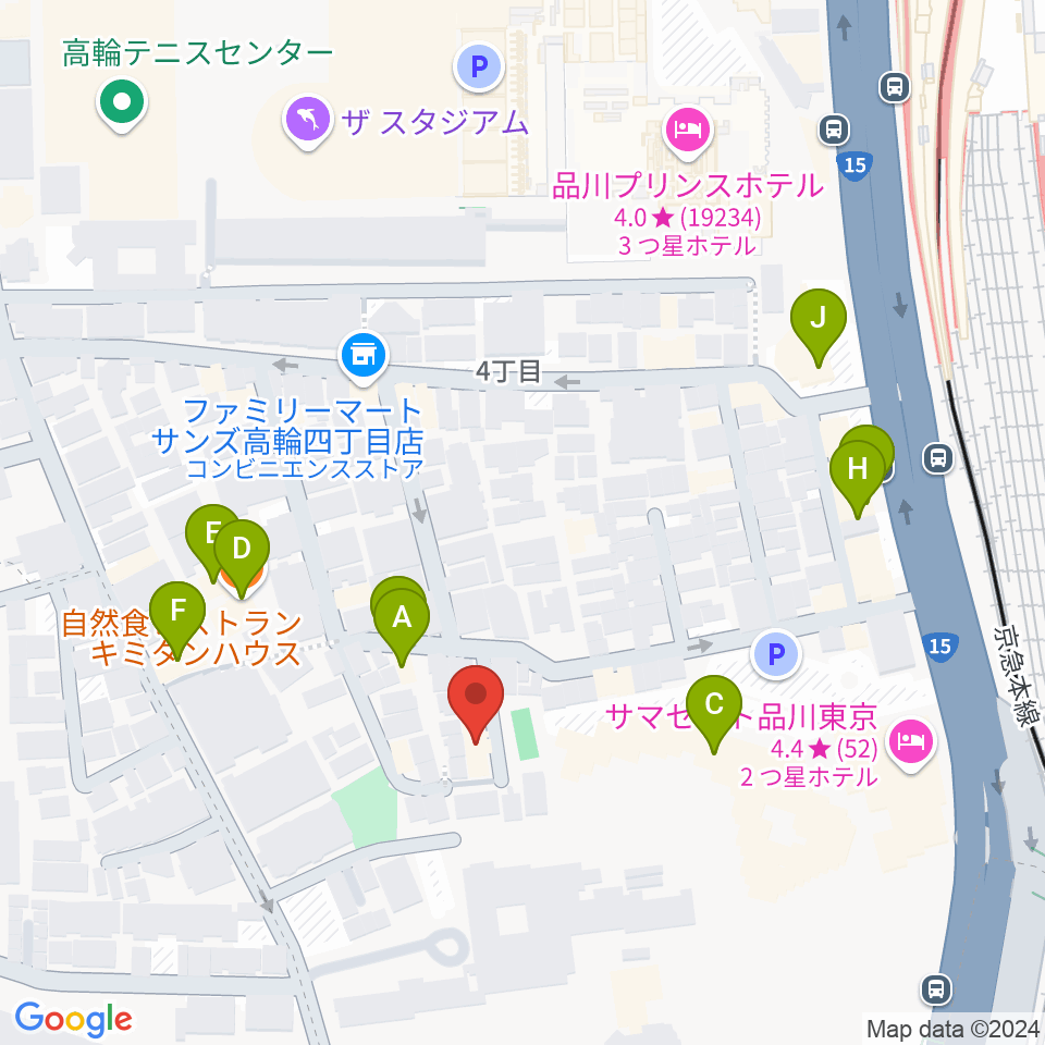 高輪プリンセスガルテン アンビエンテ/アンディムジーク周辺のファミレス・ファーストフード一覧地図