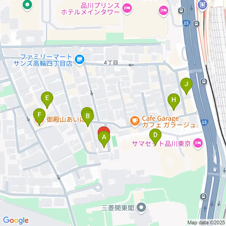 高輪プリンセスガルテン アンビエンテ/アンディムジーク周辺のファミレス・ファーストフード一覧地図