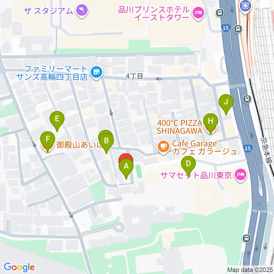高輪プリンセスガルテン アンビエンテ/アンディムジーク周辺のファミレス・ファーストフード一覧地図