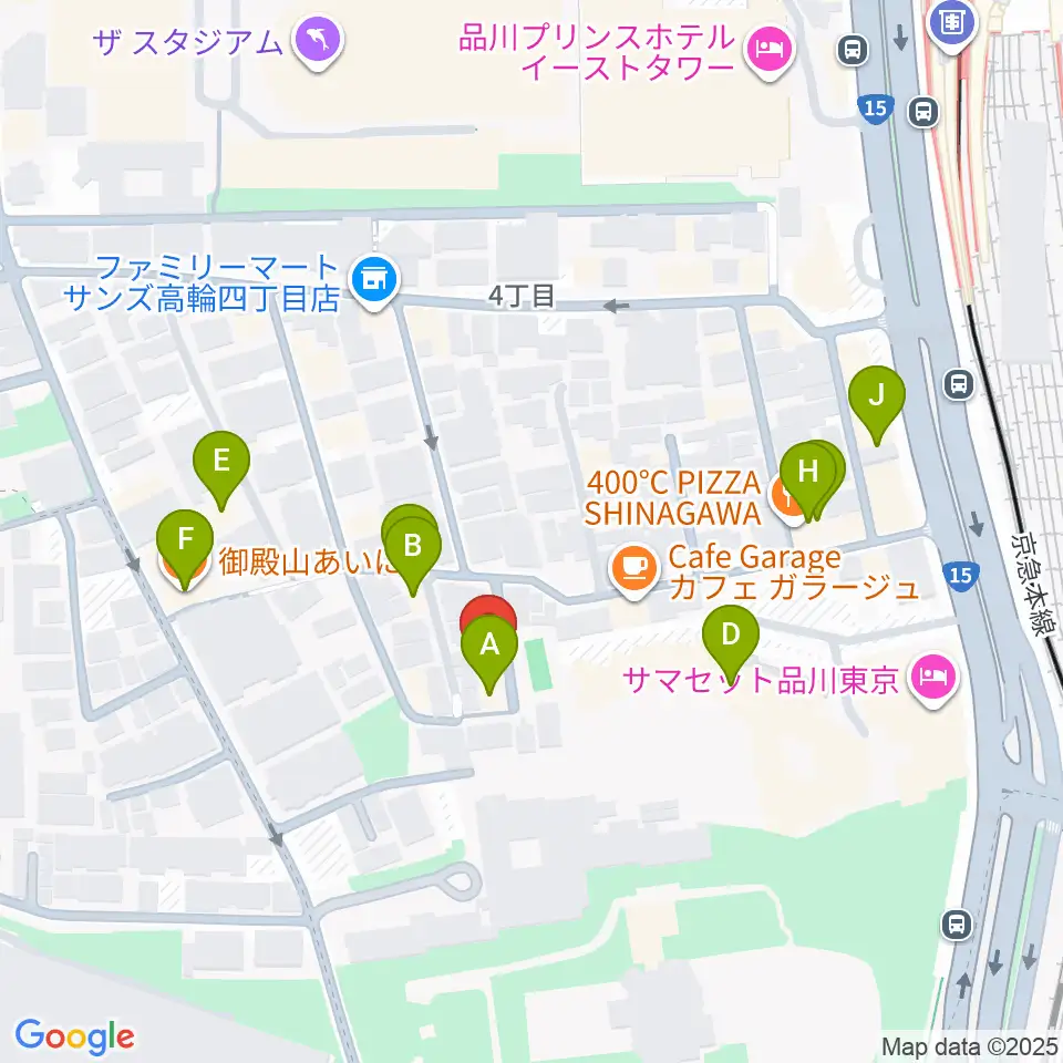 高輪プリンセスガルテン アンビエンテ/アンディムジーク周辺のファミレス・ファーストフード一覧地図