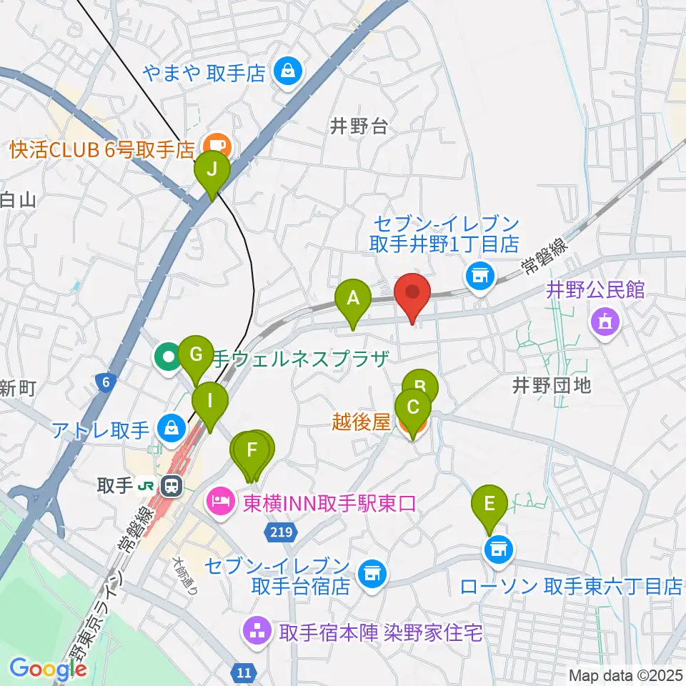 取手Atelier ju-tou(アトリエ ジュトウ)周辺のファミレス・ファーストフード一覧地図