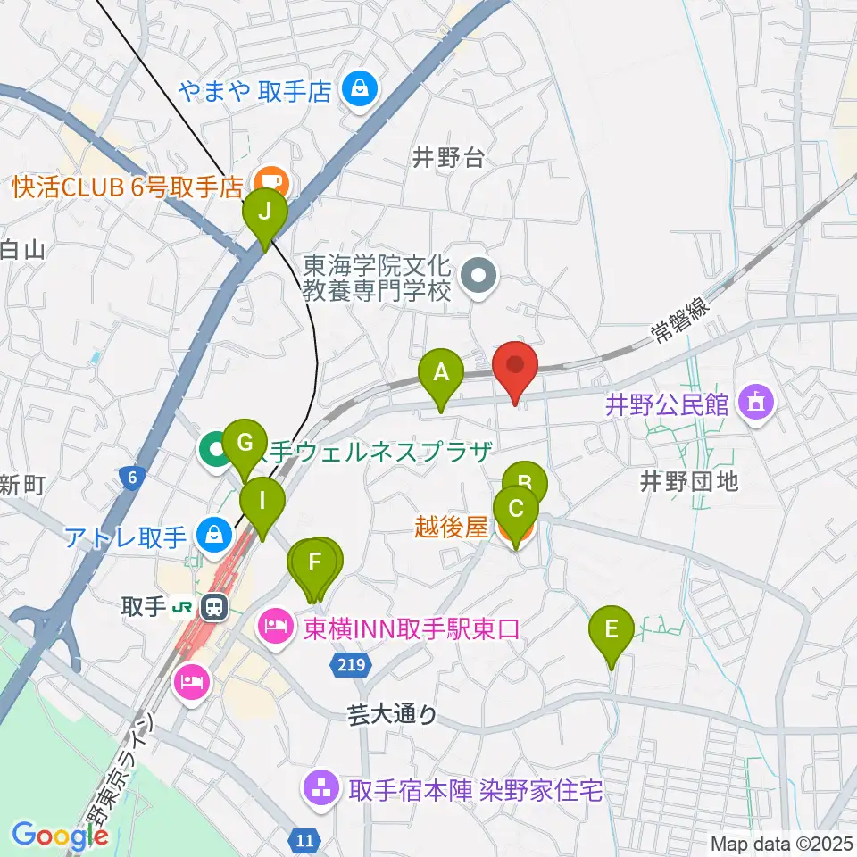 取手Atelier ju-tou（アトリエ ジュトウ）周辺のファミレス・ファーストフード一覧地図