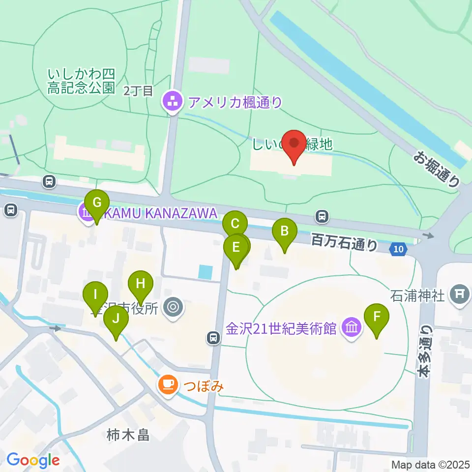 しいのき迎賓館周辺のファミレス・ファーストフード一覧地図