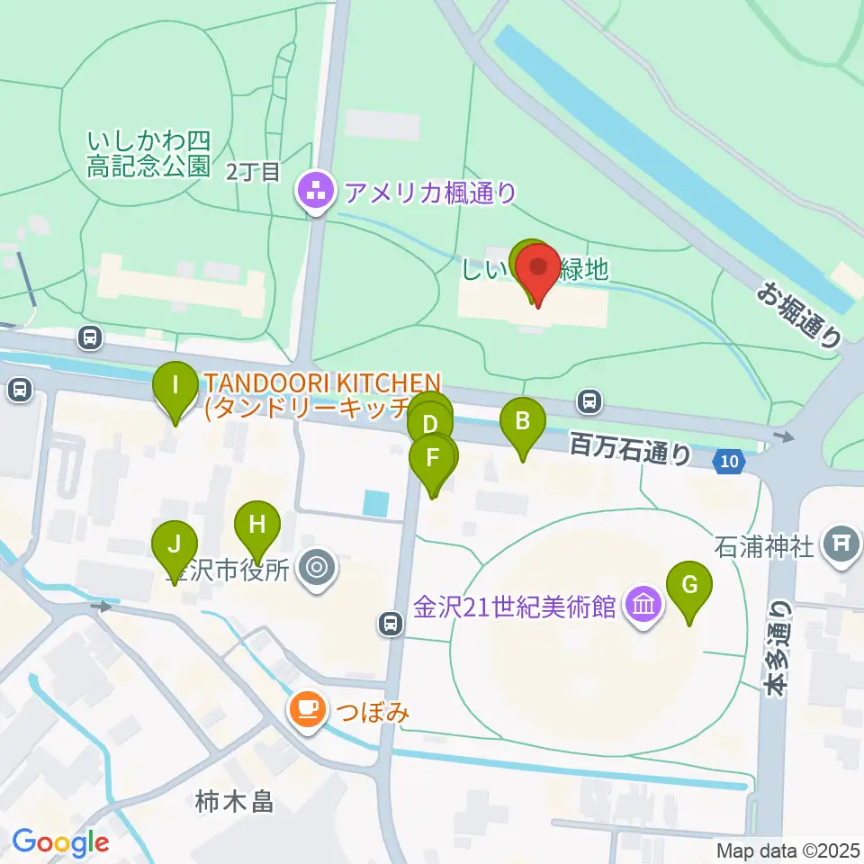 しいのき迎賓館周辺のファミレス・ファーストフード一覧地図