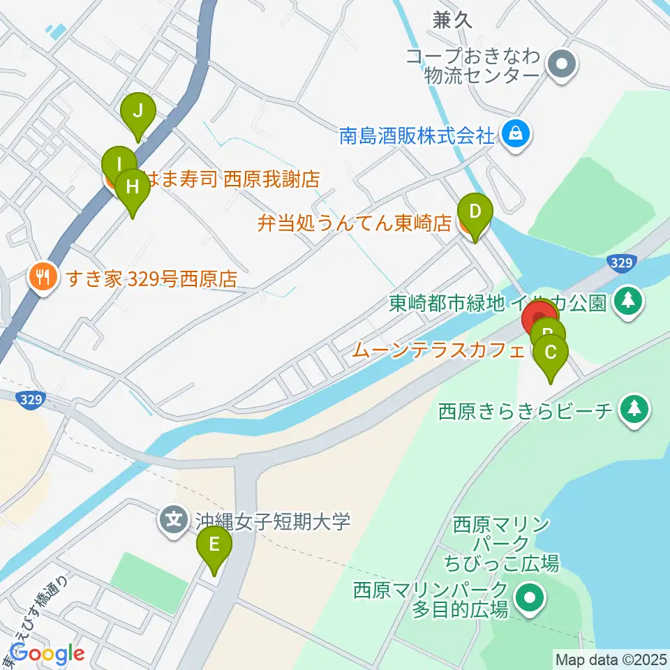 ムーンテラス東崎 Sairaiin音楽堂周辺のファミレス・ファーストフード一覧地図