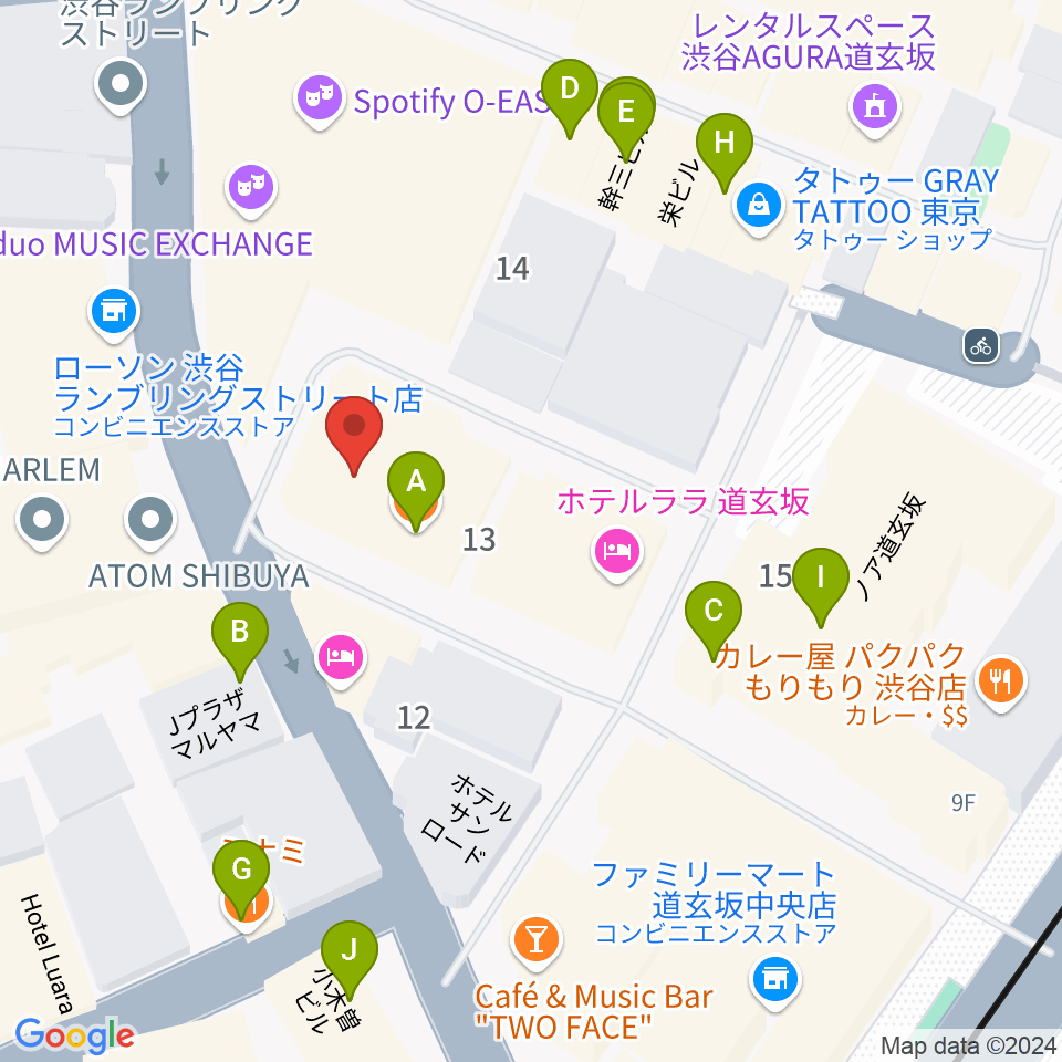 渋谷DESEO mini周辺のファミレス・ファーストフード一覧地図