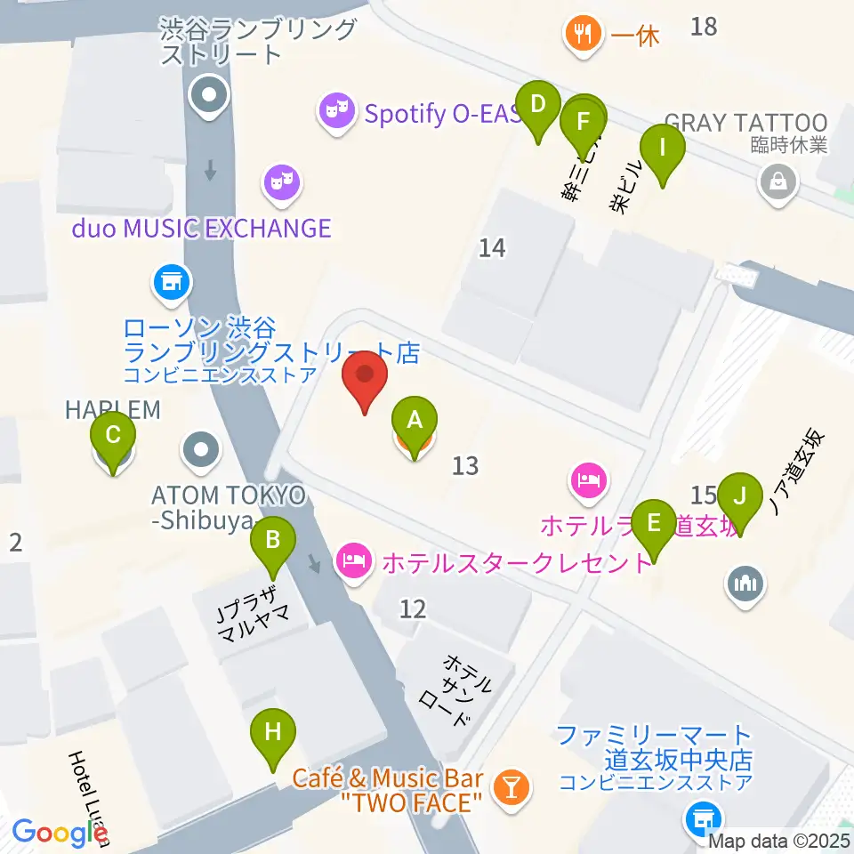 渋谷DESEO mini周辺のファミレス・ファーストフード一覧地図