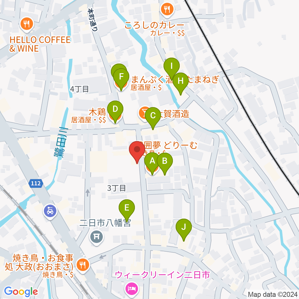 二日市ムーヴメント周辺のファミレス・ファーストフード一覧地図