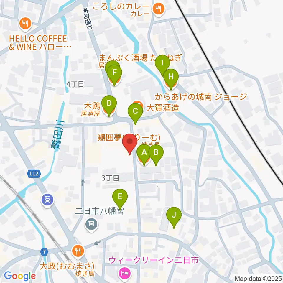 二日市ムーヴメント周辺のファミレス・ファーストフード一覧地図