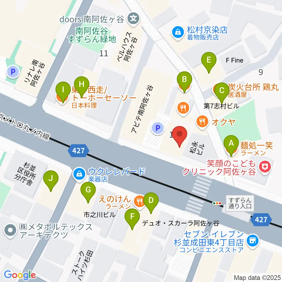 ニュースター楽器 阿佐ヶ谷センター周辺のファミレス・ファーストフード一覧地図