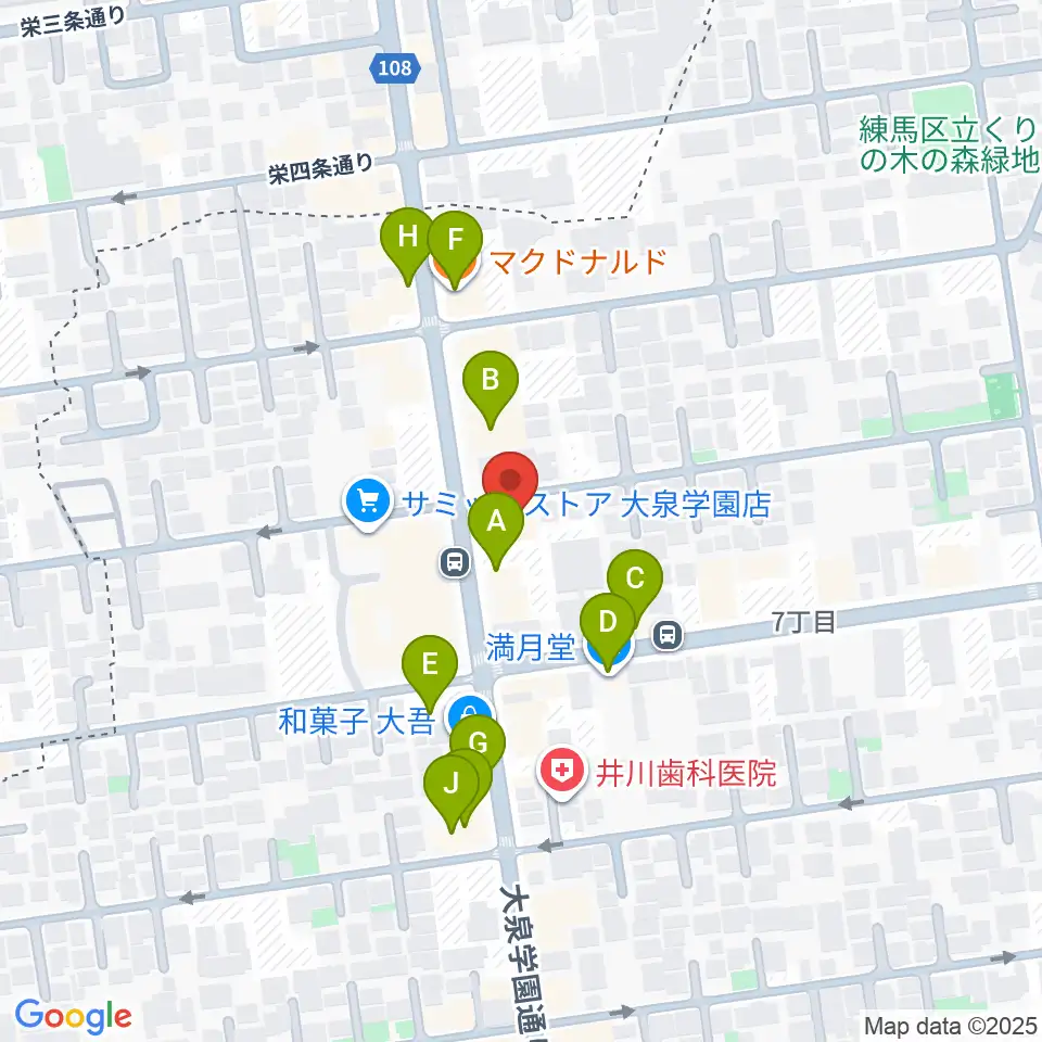 スタジオ ルミエール周辺のファミレス・ファーストフード一覧地図